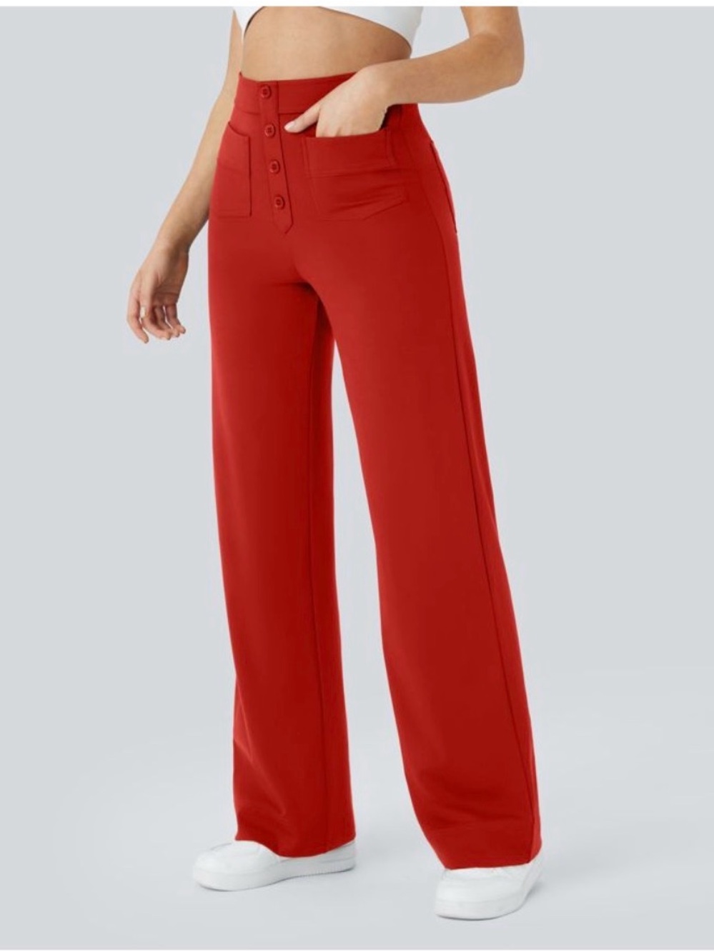 Halara Women's High-Waist straight leg Pants in Red Sz Large